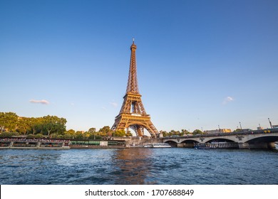 Eiffel Tower At Sunset With Seine River,Paris