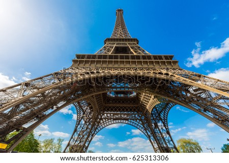 Similar – Eiffel Tower in summer on blue sky