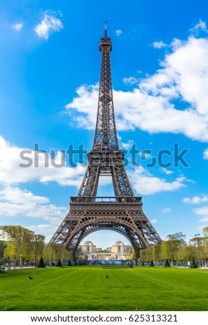 Similar – Eiffel Tower in summer on blue sky