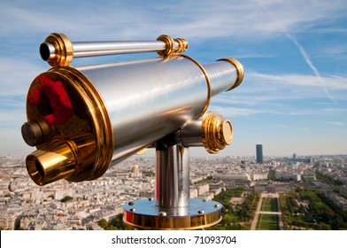 Eiffel Tower telescope overlooking for Paris. - Powered by Shutterstock