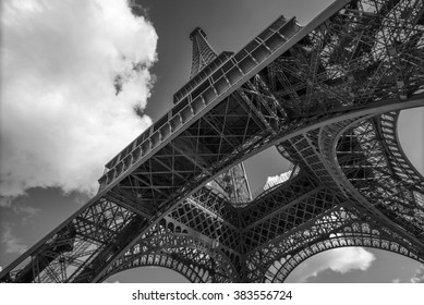 The Eiffel Tower, view from below, Paris France