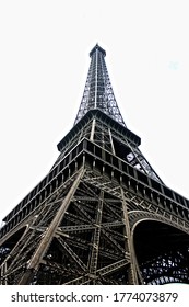 Eiffel Tower white background low angle 