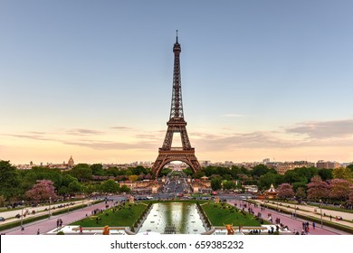 The Eiffel Tower, A Wrought Iron Lattice Tower On The Champ De Mars In Paris, France.