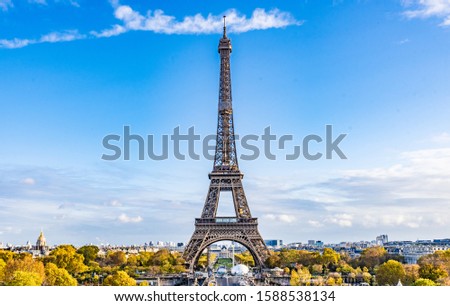 Similar – Eiffel Tower in summer on blue sky