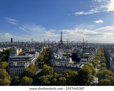 Eiffeltower view from the Arc de Triomphe, Paris in daylight 