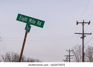 Eight Mile Rd Sign Detroit Michigan