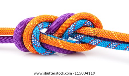 eight rope knot isolated on white