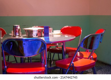 Eighties Retro Style Chinese Restaurant Food Stall Seating