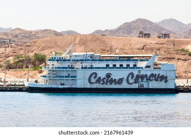 Eilat, Israel - May 22, 2009: Casino Cancun Ship Meant For Gambling In International Waters On The Berth In Eilat. In 2004 All Casino Ships In Eilat Been Closed By Israeli Police