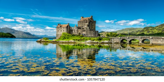 Eilean Donan Castle during a warm summer day - Dornie, Scotland - United Kingdom