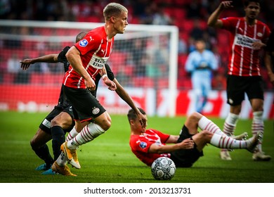 Eindhoven, Holland - Jul 14, 2021. PSV Eindhoven player Philipp Max in action during a friendly match between PSV Einhoven and PAOK FC.