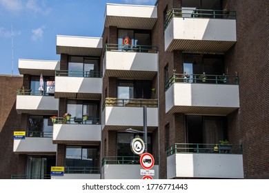 Eindhoven, The Netherlands - July 15 2020: Sign, Home Or Apartment For Sale Or Rent. Crisis, Corona Or Covid-19. Housing Market, Declining Property Prices. Part Of A Serie.