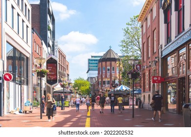 Eindhoven, Netherlands - June 2021: Shopping area in the city centre