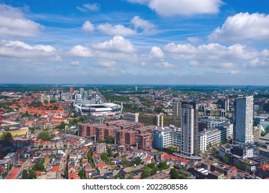 Eindhoven, Netherlands - June 2021: Summer aerial cityscape
