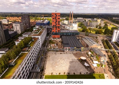 Eindhoven, The Netherlands - October 2021: Aerial view over Strijp-S, the creative city in Eindhoven, The Netherlands