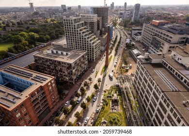 Eindhoven, The Netherlands - October 2021: Aerial view over Strijp-S, the creative city in Eindhoven, The Netherlands