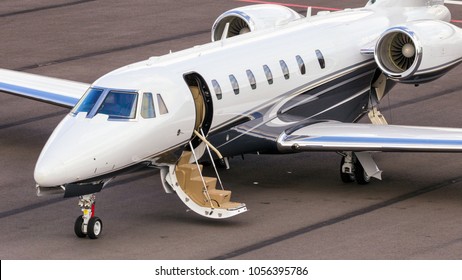 EINDHOVEN, THE NETHERLANDS - SEP 17, 2016: Cessna 680 Citation Sovereign Business Jet On The Tarmac Of Eindhoven Airport.