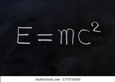 
Einstein General Relativity Formula Written In Chalk On Blackboard