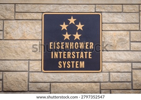 Eisenhower Interstate System sign in a freeway rest area in Kansas