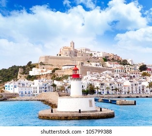 Eivissa ibiza town from red lighthouse red beacon in Balearic Islands - Shutterstock ID 105799388