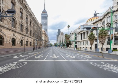 Eje Central Lázaro Cárdenas avenue with Latino tower building in downtown Mexico City, CDMX, Mexico - Shutterstock ID 2149572921