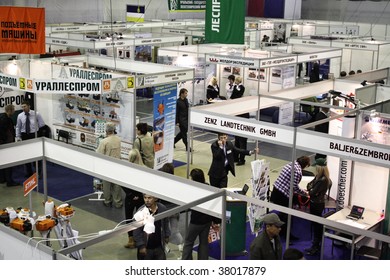 EKATERINBURG, RUSSIA - SEPTEMBER 29 : Top View Of Participants Booth At The Second Euro-Asian Timber Industry Forum On September 29, 2009 In Ekaterinburg, Russia. The Forum Ends On October  2, 2009.