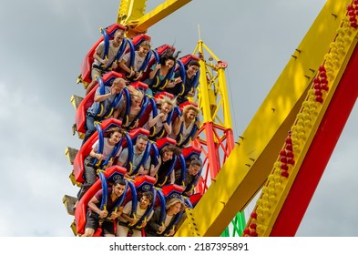 Ekaterinburg.Russia.July 15, 2022.People On A Carousel In An Amusement Park.