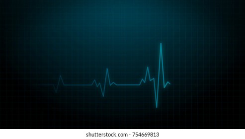 EKG Heartbeat on Monitor Recording of Pulse - Blue Healthcare 3D Rendered Illustration 