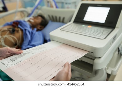 EKG Monitor At ICU In Hospital