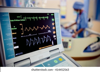EKG monitor at ICU in hospital