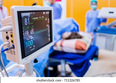 EKG Monitor At ICU  In Hospital Operating Theatre