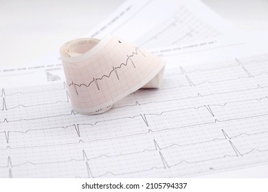 Ekg Paper On A White Background