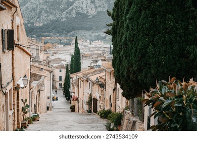El Calvari steps overlooking Pollença old town, Mallorca