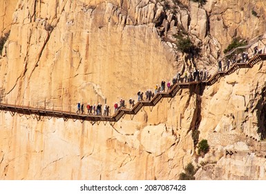 El Caminito del Rey is a spectacular path walking along railings in Ardales and Alora, Malaga, Spain.