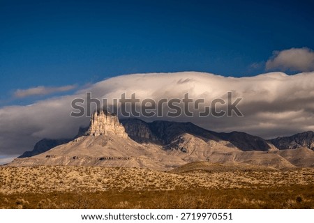 El Capitan Catches Light While The Rest Of The Range is Blanked In Shadow From Clouds in Guadalupe Mountains National Park