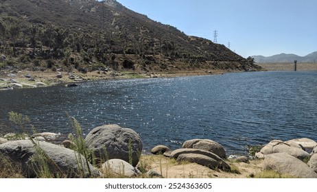 El Capitan Reservoir Lakeside southern California east of San Diego. Drinking water reservoir for San Diego county. 200 feet deep in some areas in 2024 it is almost full to capacity. - Powered by Shutterstock