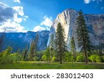 El Capitan Yosemite National Park, California, USA.  View from El Capitan Meadow.