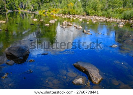 El Capitan's Reflection in the Merced River Seen From the Valley View