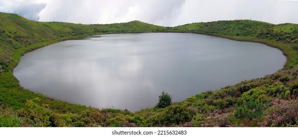 The El Junco lagoon is a freshwater reservoir formed by a natural crater of volcanic origin on the heights of San Crist bal Island in the Galapagos Islands archipelago..