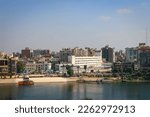 El Mansoura , Egypt - 7 Sep 2019 - river Nile in Mansoura city -  Dakahlia Governorate 