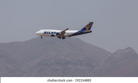 EL PASO - MAY 11.  Atlas Air B-747 Cargo Jet Making A Precautionary Emergency Landing At The El Paso International Airport On May 11, 2014 At El Paso, Texas. 