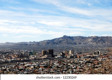 El Paso skyline, with mountain on the Mexican side of the border