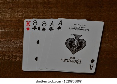 El Paso, Texas - 23 February 2019: Dead Man's Hand, Aces and eights.