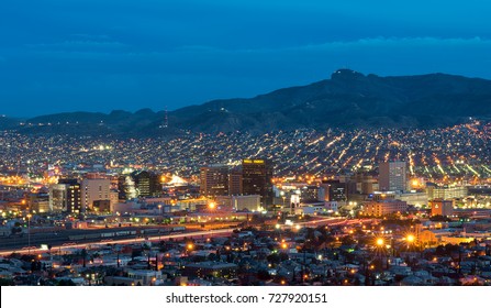 EL PASO, TEXAS - AUGUST 10: El Paso skyline from the Scenic Drive Overlook on August 10, 2017 in El Paso, Texas