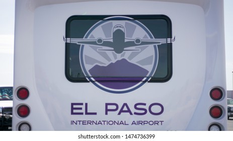 El Paso, Texas - August 3 2019: El Paso International Airport ELP Sign On Bus