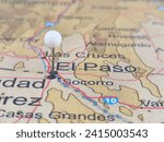 El Paso, Texas marked by a white map tack. The City of El Paso is located in West Texas at the border with Mexico.