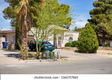 El Paso, Texas / USA -  9  April 2019:
Typical Suburban Type Home In El Paso, Texas