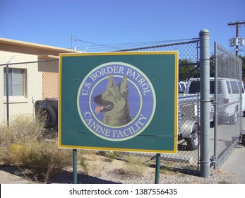 El Paso, Texas, USA - Circa May 2014: U.S. Border Patrol Canine Facility At The United States Border With Mexico.