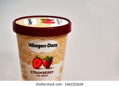 El Paso, Texas / USA - Circa July 2019
Container Of Delicious Häagen-Dazs® Strawberry Ice Cream.
