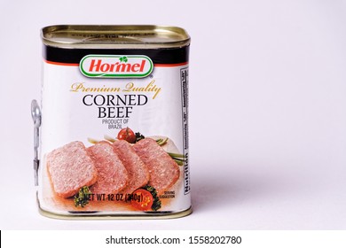 El Paso, Texas / USA: Circa November 2019
Hormel premium quality corned beef.